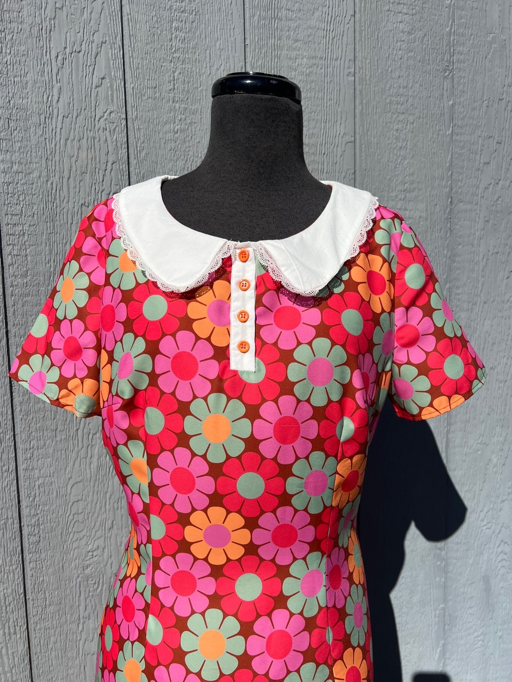 NWT Sugar Thrillz Dolls Kill Groove With Me Mod Floral Collared Mini Dress, XL - Picture 7 of 16